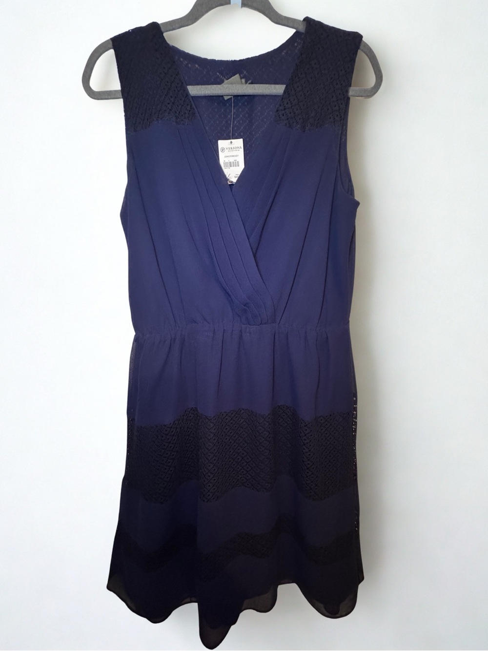 Taylor Sleeveless Navy Emelished-Trim Dress